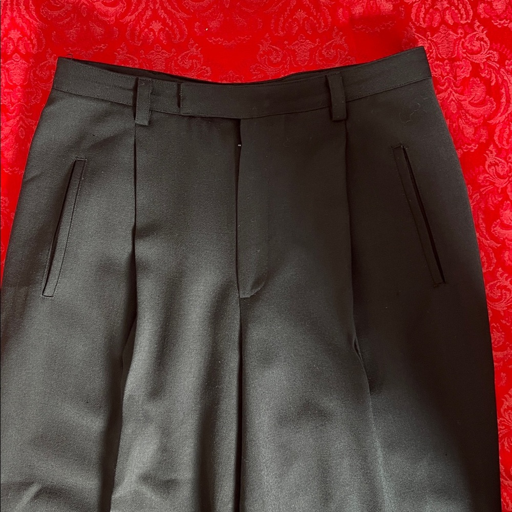 Ellen Tracy Women’s Size 4 Black Wool Blend Pleated Wide-Leg Cuffed Pants